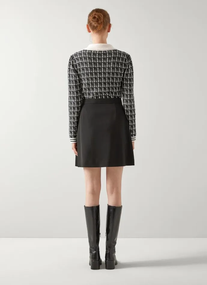 LKBennett Knitwear Women Aliyah Black Multi Mono Knit Collar Jacket