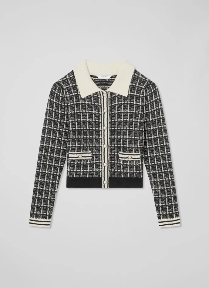 LKBennett Knitwear Women Aliyah Black Multi Mono Knit Collar Jacket