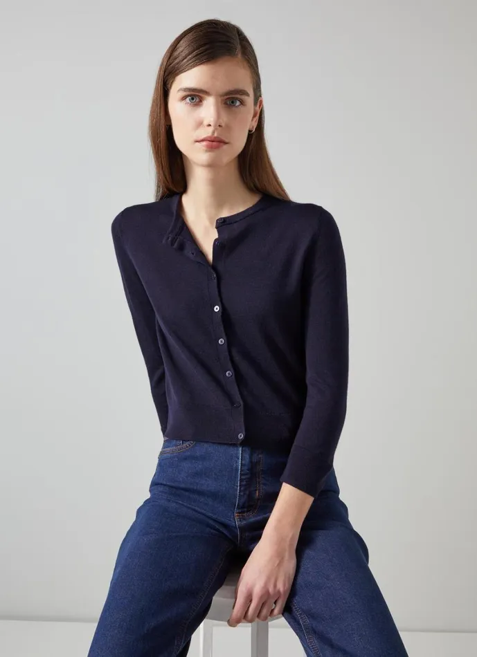 LKBennett Knitwear Women Bonnie Blue Crew Neck Cardigan
