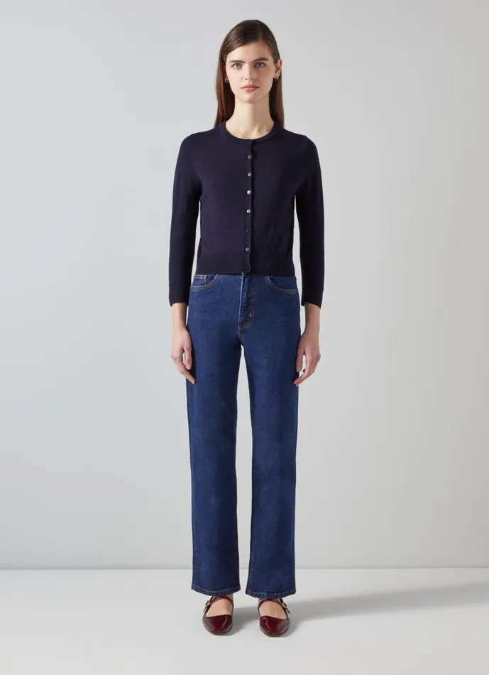 LKBennett Knitwear Women Bonnie Blue Crew Neck Cardigan LKBennett Knitwear Women Bonnie Blue Crew Neck Cardigan