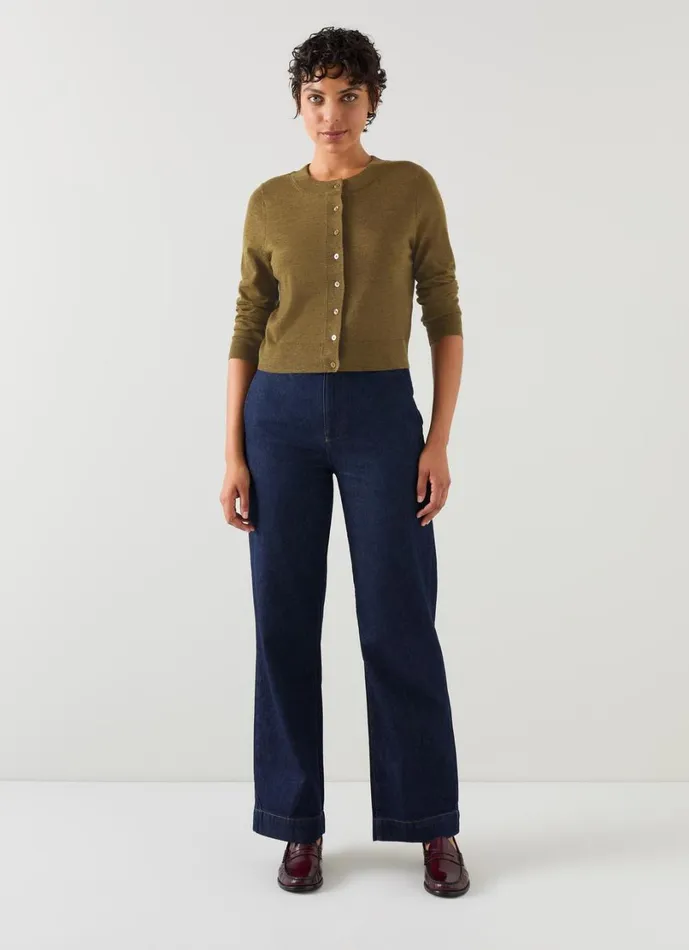LKBennett Knitwear Women Connie Olive Wide Placket Cardigan