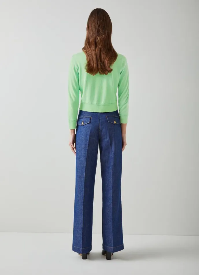 LKBennett Knitwear Women Michelle Green Organic Cotton Cardigan LKBennett Knitwear Women Michelle Green Organic Cotton Cardigan