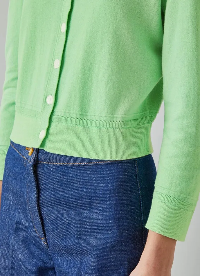 LKBennett Knitwear Women Michelle Green Organic Cotton Cardigan LKBennett Knitwear Women Michelle Green Organic Cotton Cardigan