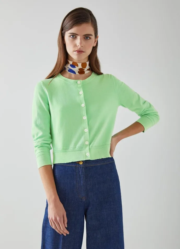 LKBennett Knitwear Women Michelle Green Organic Cotton Cardigan LKBennett Knitwear Women Michelle Green Organic Cotton Cardigan
