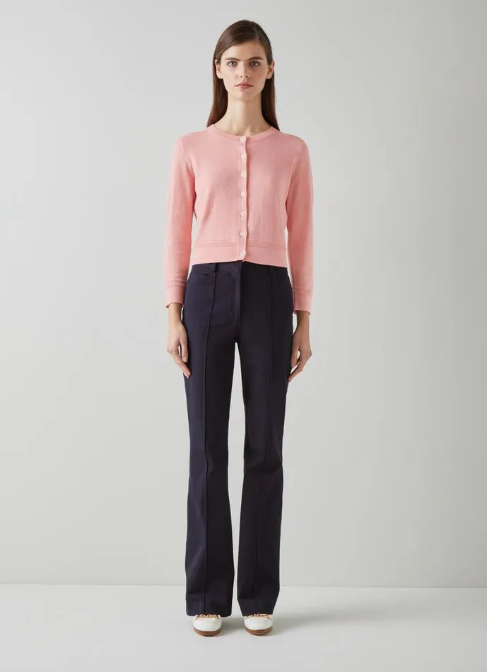 LKBennett Knitwear Women Michelle Pink Organic Cotton Cardigan LKBennett Knitwear Women Michelle Pink Organic Cotton Cardigan