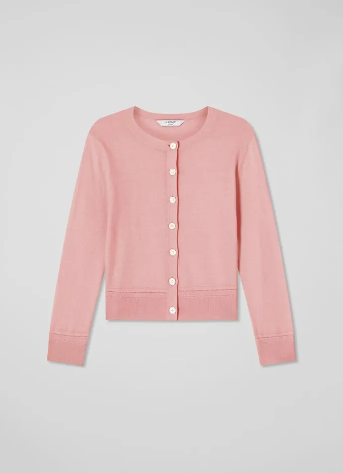 LKBennett Knitwear Women Michelle Pink Organic Cotton Cardigan LKBennett Knitwear Women Michelle Pink Organic Cotton Cardigan