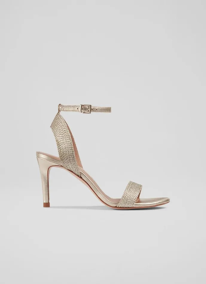 LKBennett Sandals Women Ivette Gold Metallic Rope Sandals
