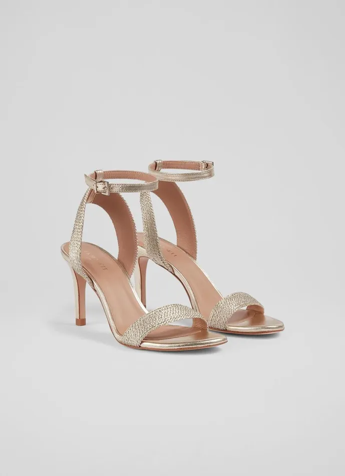 LKBennett Sandals Women Ivette Gold Metallic Rope Sandals