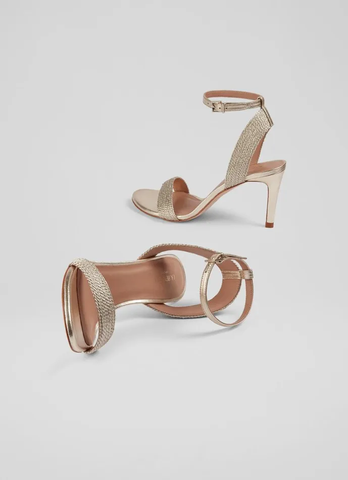LKBennett Sandals Women Ivette Gold Metallic Rope Sandals