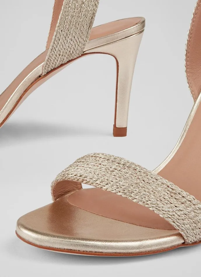 LKBennett Sandals Women Ivette Gold Metallic Rope Sandals