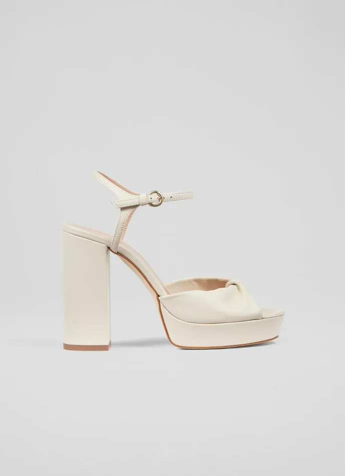 LKBennett Sandals Women Rosa Cream Leather Platform Sandals