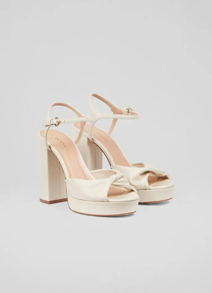 LKBennett Sandals Women Rosa Cream Leather Platform Sandals