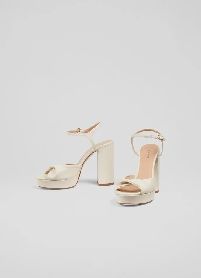 LKBennett Sandals Women Rosa Cream Leather Platform Sandals