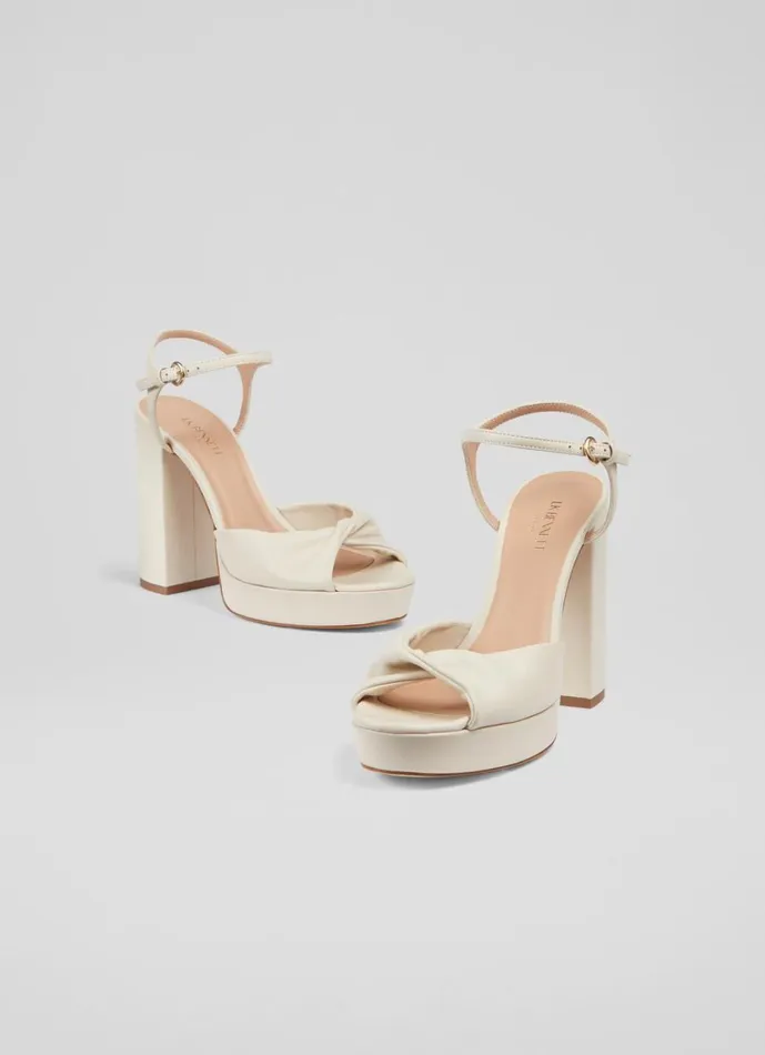 LKBennett Sandals Women Rosa Cream Leather Platform Sandals