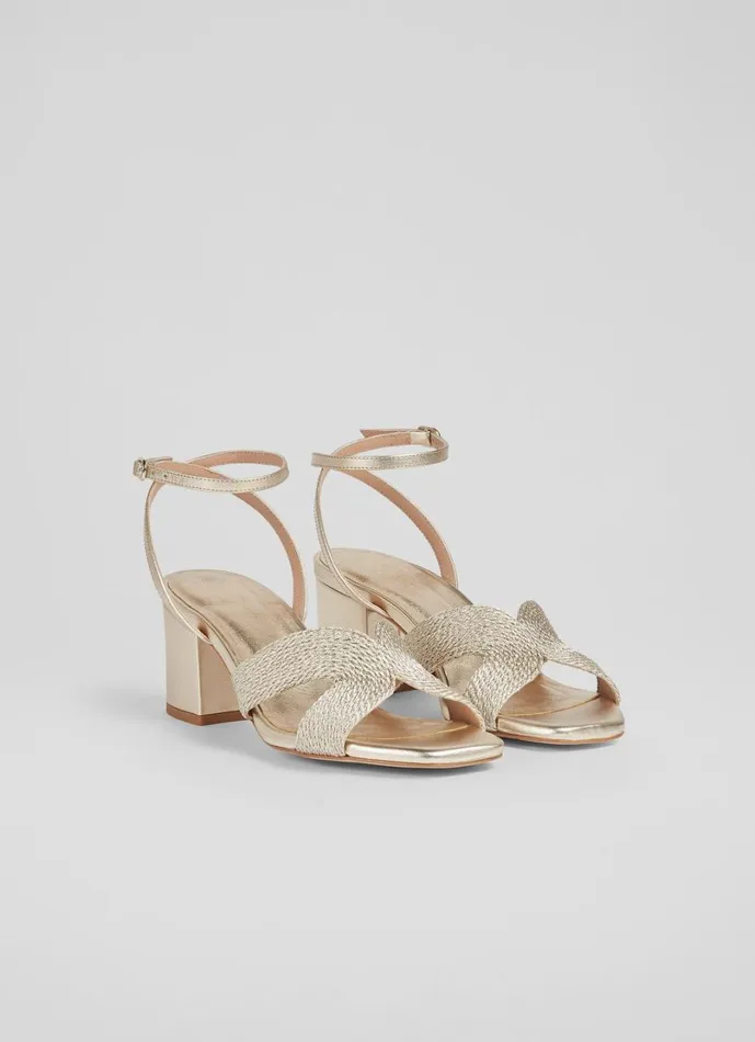 LKBennett Sandals Women Stella Gold Woven Leather Sandals LKBennett Sandals Women Stella Gold Woven Leather Sandals