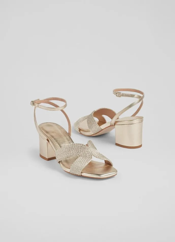 LKBennett Sandals Women Stella Gold Woven Leather Sandals LKBennett Sandals Women Stella Gold Woven Leather Sandals