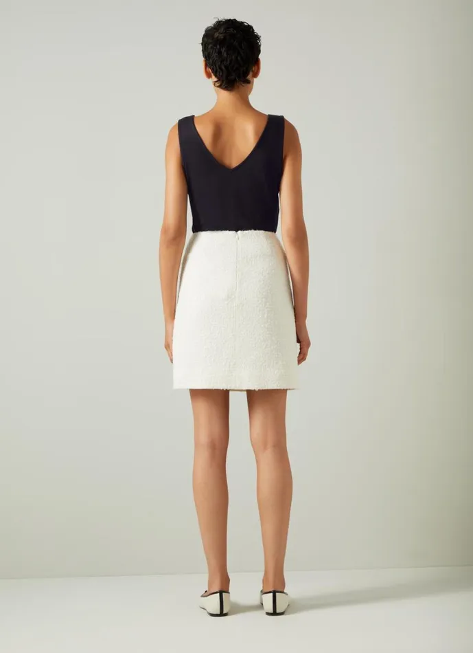 LKBennett Skirts Women Charlie White Tweed Recycled Cotton Trim Skirt
