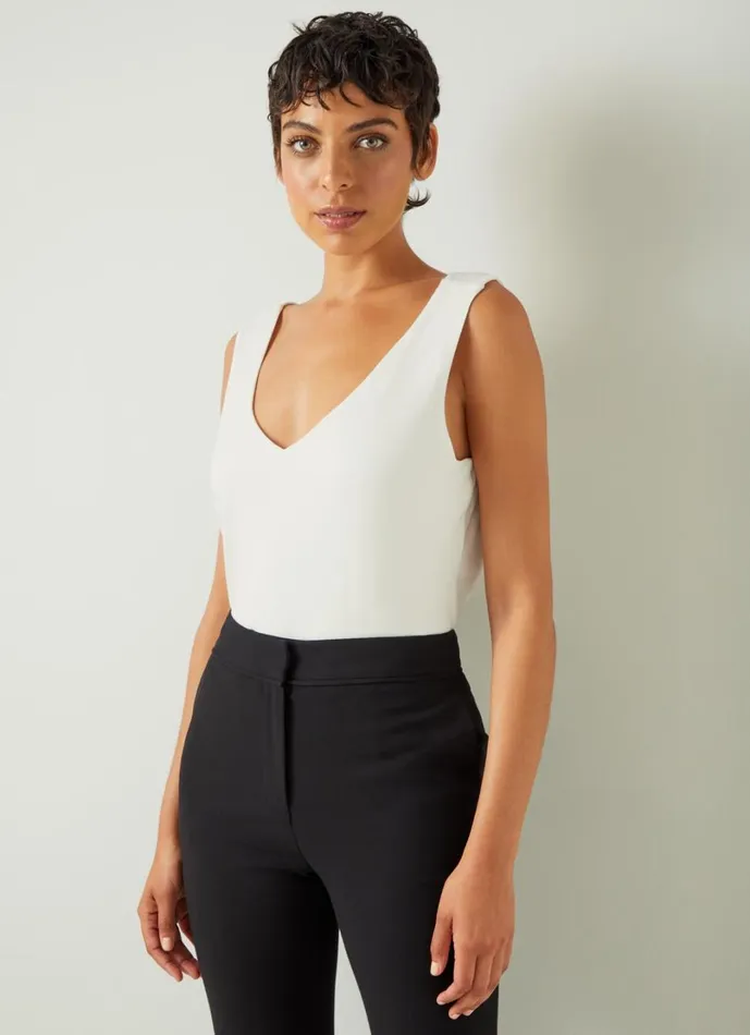 LKBennett Tops Women Athena Cream Jersey Vest Top LKBennett Tops Women Athena Cream Jersey Vest Top