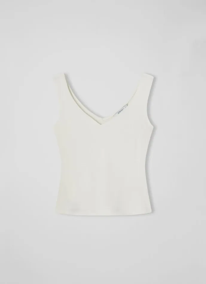 LKBennett Tops Women Athena Cream Jersey Vest Top LKBennett Tops Women Athena Cream Jersey Vest Top