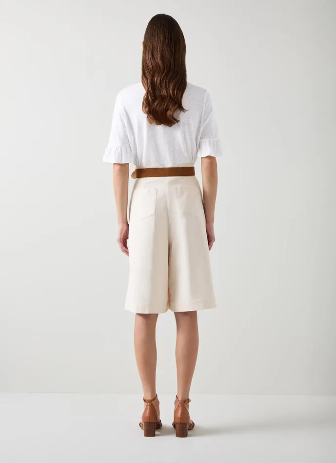 LKBennett Tops Women Gene Linen Frill TShirt In White LKBennett Tops Women Gene Linen Frill TShirt In White