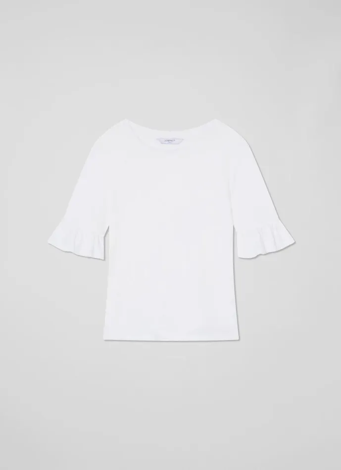 LKBennett Tops Women Gene Linen Frill TShirt In White LKBennett Tops Women Gene Linen Frill TShirt In White