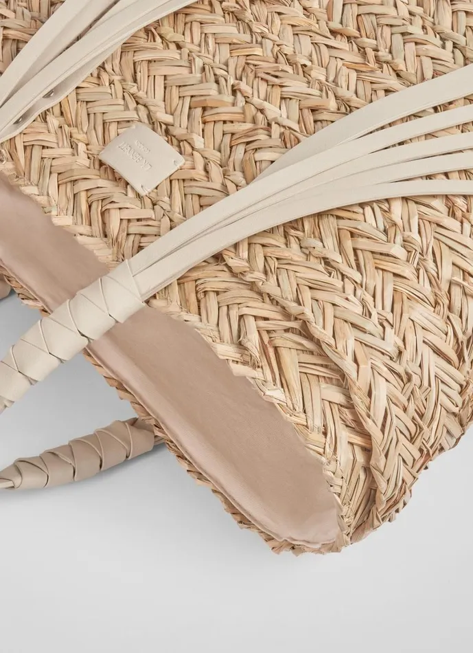 LKBennett Tote Bags Women Violetta Cream Leather Tassel Straw Bag