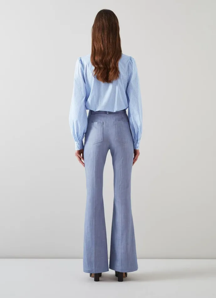 LKBennett Trousers Women Avery Pale Blue Italian Cotton Trousers