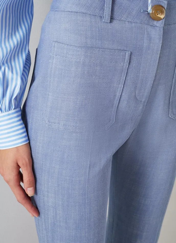 LKBennett Trousers Women Avery Pale Blue Italian Cotton Trousers