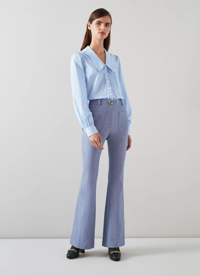 LKBennett Trousers Women Avery Pale Blue Italian Cotton Trousers
