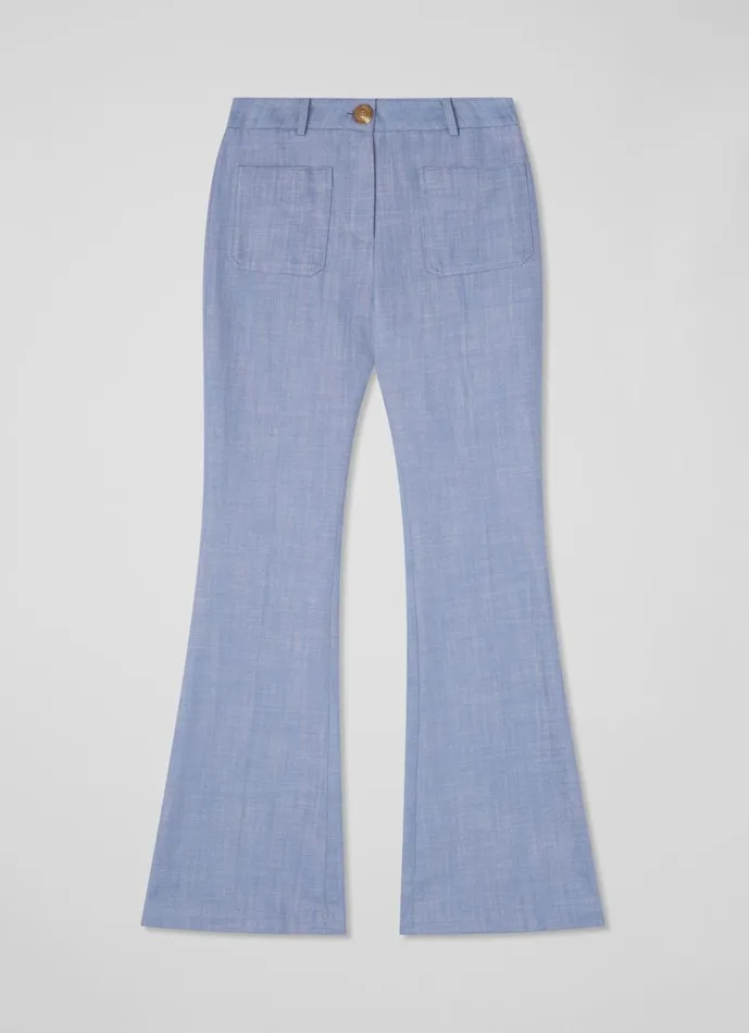 LKBennett Trousers Women Avery Pale Blue Italian Cotton Trousers