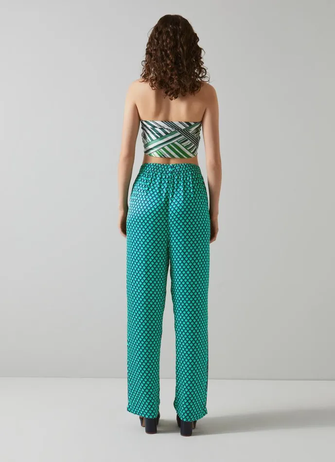 LKBennett Trousers Women Lucia Green And Navy Geometric Print Trousers
