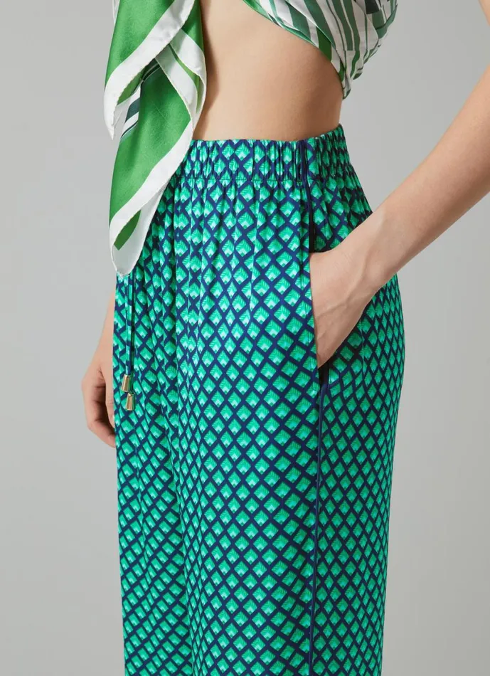 LKBennett Trousers Women Lucia Green And Navy Geometric Print Trousers