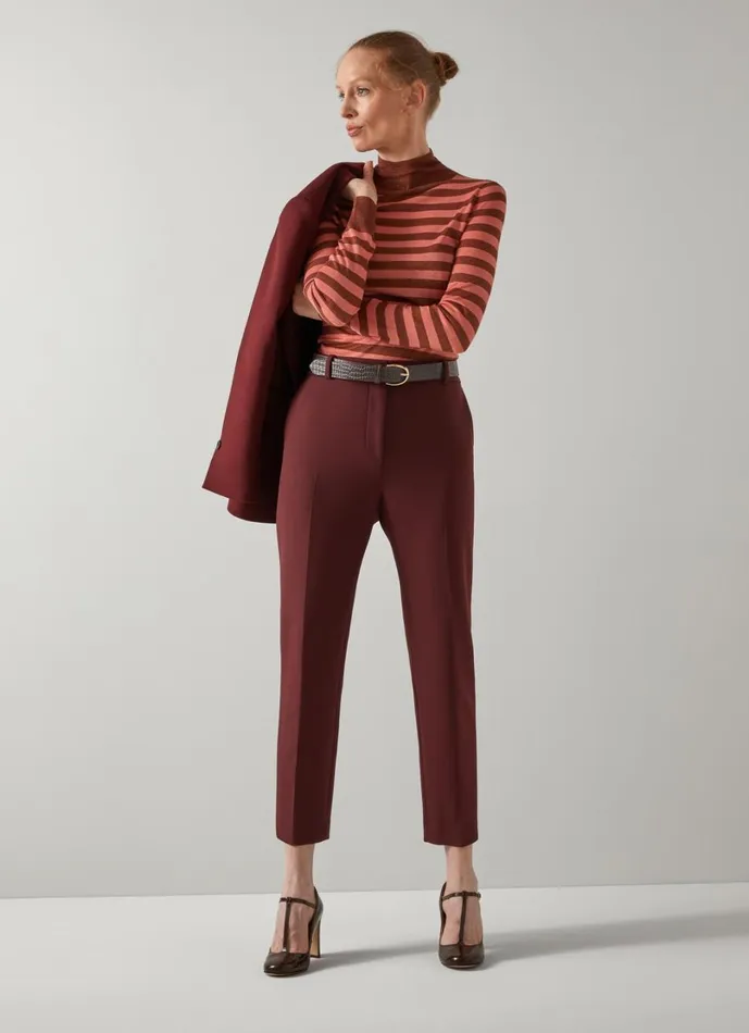 LKBennett Trousers Women Mariner Bordeaux Cigarette Leg Trouser