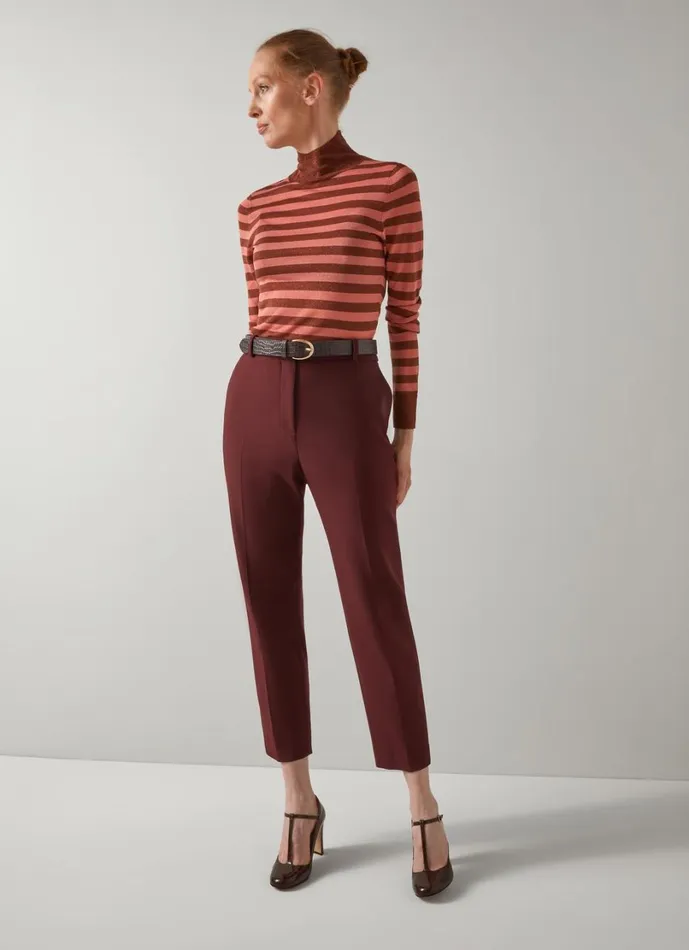 LKBennett Trousers Women Mariner Bordeaux Cigarette Leg Trouser