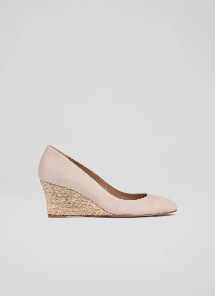 LKBennett Wedges Women Eevi Pink Suede Espadrille Wedges