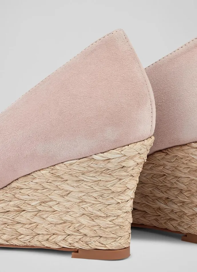 LKBennett Wedges Women Eevi Pink Suede Espadrille Wedges LKBennett Wedges Women Eevi Pink Suede Espadrille Wedges