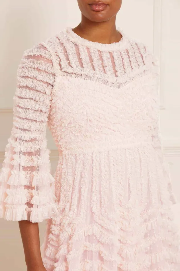 La Vie En Rose Round Neck Gown Pink Women Needle and Thread Dresses