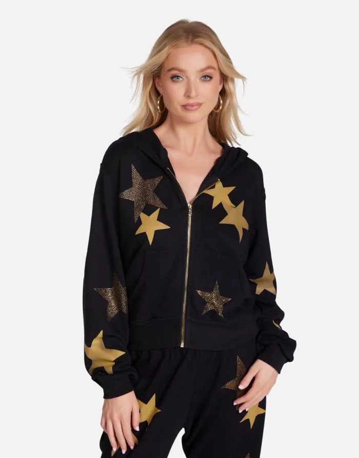 Lachelle Gold Crystal Multi Stars Black Women039s Lauren Moshi Hoodies