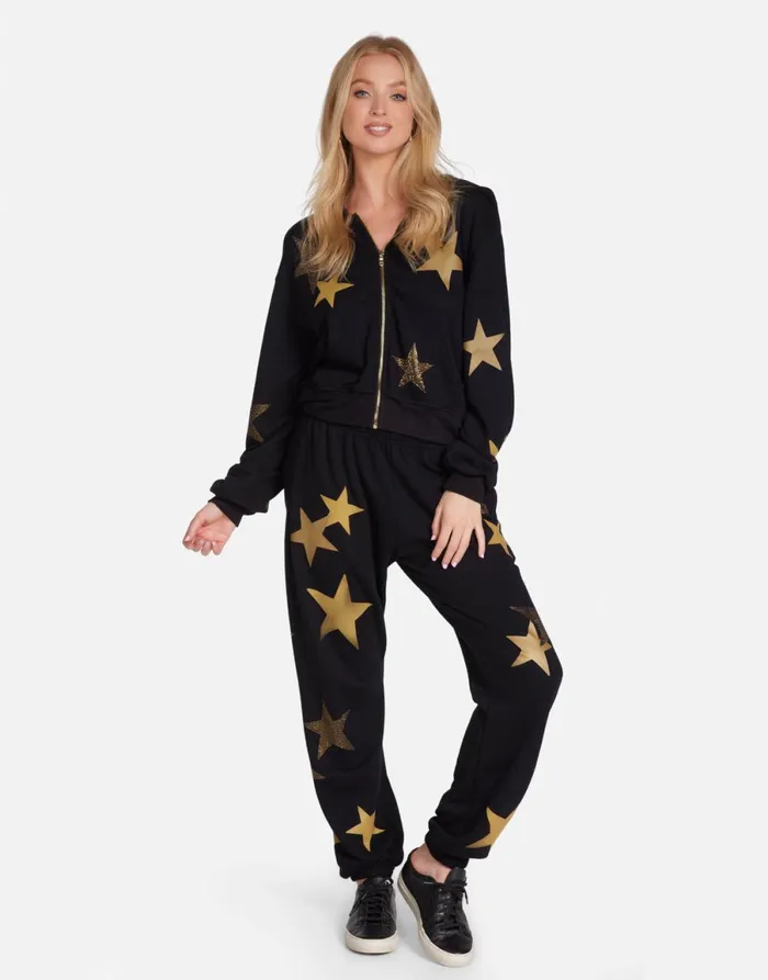 Lachelle Gold Crystal Multi Stars Black Women039s Lauren Moshi Hoodies