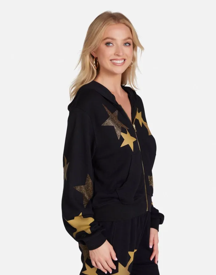Lachelle Gold Crystal Multi Stars Black Women039s Lauren Moshi Hoodies