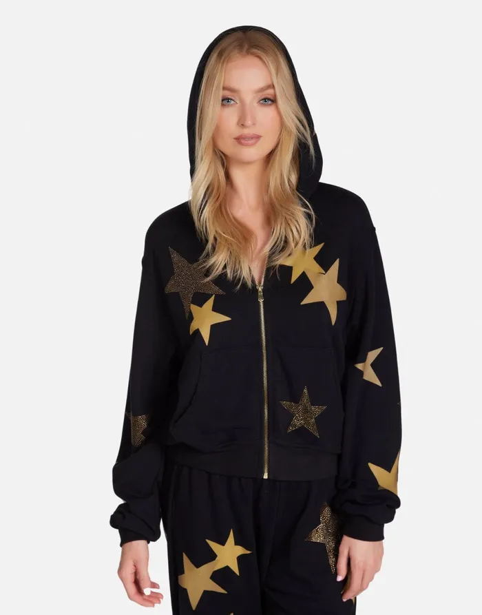Lachelle Gold Crystal Multi Stars Black Women039s Lauren Moshi Hoodies