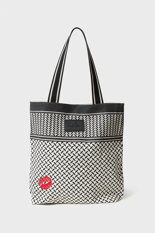 Lala Berlin Bags Tote Carmela Kiss Canvas Heritage Stripe Black 8211 Women