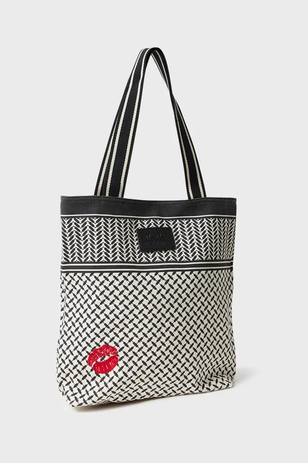 Lala Berlin Bags Tote Carmela Kiss Canvas Heritage Stripe Black 8211 Women