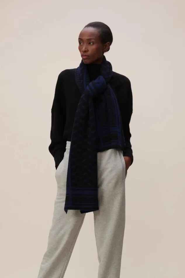 Lala Berlin Scarves and Triangles Scarf Chuck Cashmere Dark Blue 8211 Women