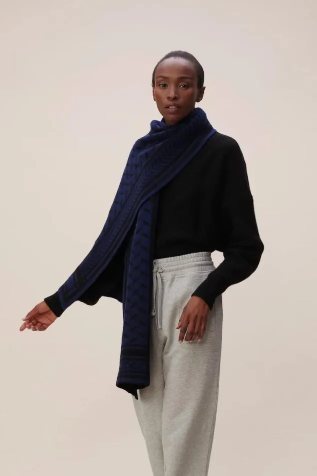 Lala Berlin Scarves and Triangles Scarf Chuck Cashmere Dark Blue 8211 Women