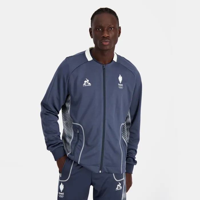 Le Coq Sportif France039s Olympic Team ZipUp Sweatshirtshirt Insignia Blue Men Sweatshirts