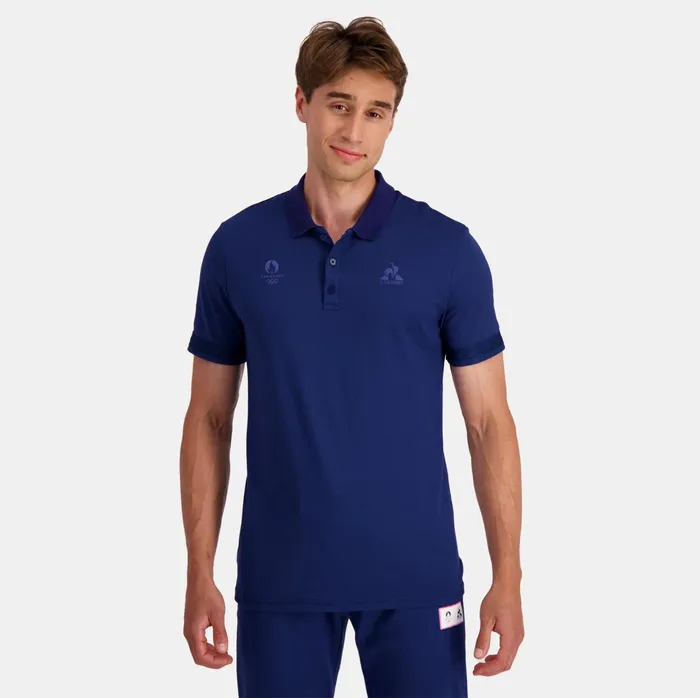 Le Coq Sportif Paris 2024 Polo Shirt Blue Depths Men Polos Shirts