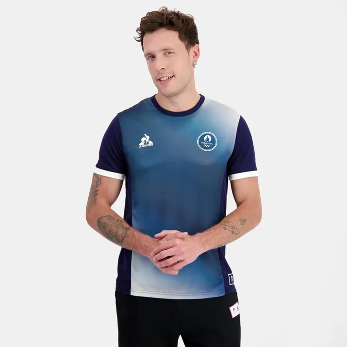 Le Coq Sportif Paris 2024 TShirt Bleu Nuitmarshmallow Men Tshirts And Tops