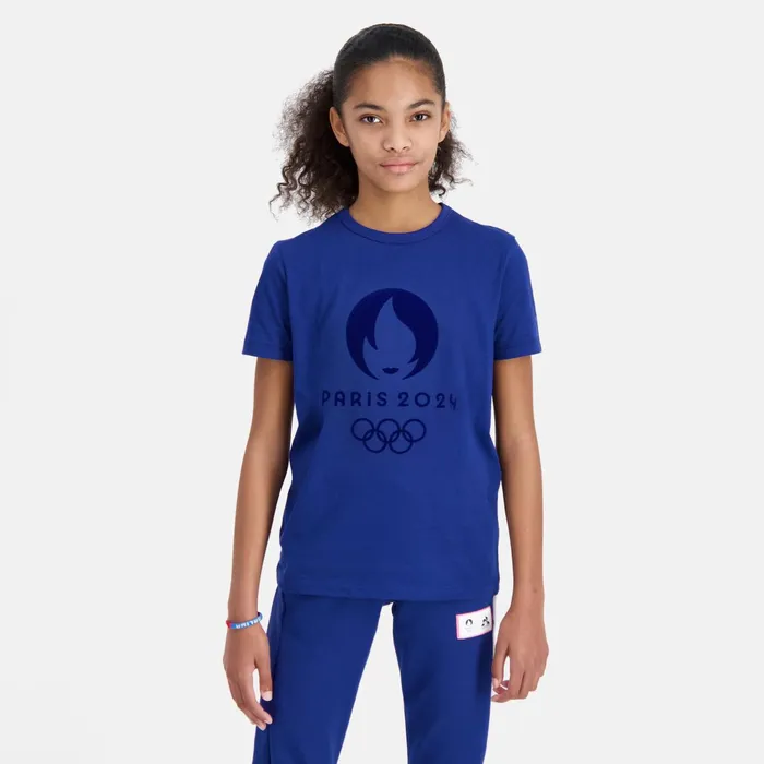 Le Coq Sportif Paris 2024 TShirt Kids Blue Depths Kids Tshirts