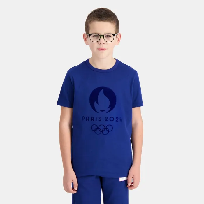 Le Coq Sportif Paris 2024 TShirt Kids Blue Depths Kids Tshirts